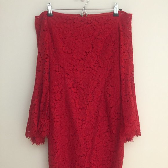 NEW REVOLVE Bardot Solange Red Lace Dress S - Picture 2 of 7